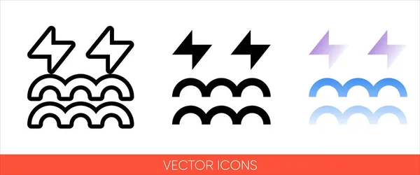 Wetter Symbol Horizontale Wellenlinien Mit Blitz Zeichen Symbol Von Typen — Stockvektor