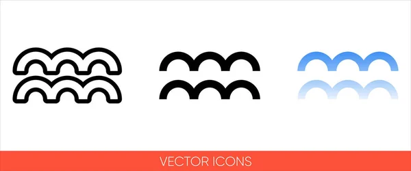 Symbole Météo Lignes Ondulées Horizontales Signe Icône Types Couleur Noir — Image vectorielle
