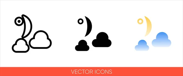 Weather Symbol Moon Clouds Partly Cloudy Night Sign Icon Types — Stock Vector