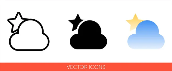 Símbolo Meteorológico Noite Nublada Nuvem Com Ícone Sinal Estrela Tipos — Vetor de Stock