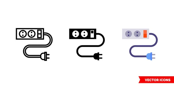 Power Strip Icon Types Color Black White Outline Isolated Vector — Stock Vector