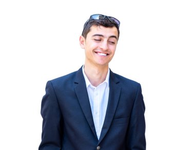 Arap işadamı yeni işinde mutlu.