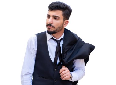 Takım elbiseli, yorgun ve gelecekte daha başarılı olmak isteyen bir adam.