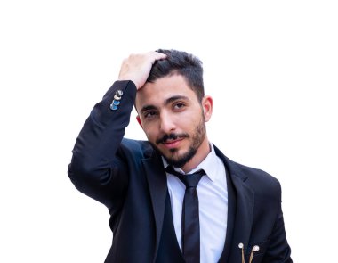 Takım elbiseli, yorgun ve gelecekte daha başarılı olmak isteyen bir adam.