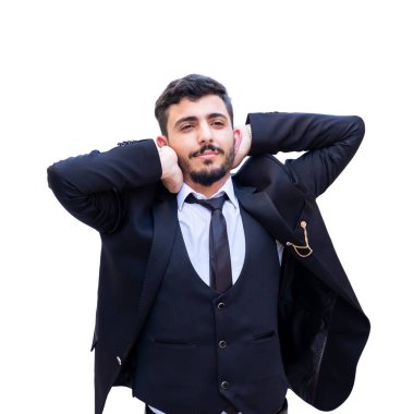 Arap işadamı işini yaptıktan sonra uykulu ve rahat