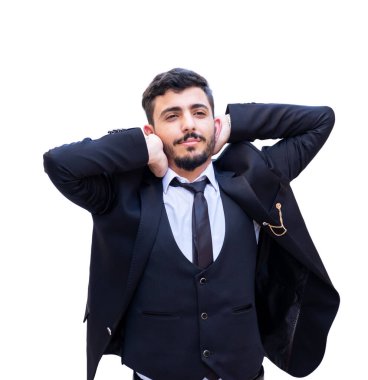 Arap işadamı işini yaptıktan sonra uykulu ve rahat