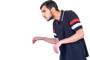 Arabic guy sneaking like a theif with no steps sound clipart