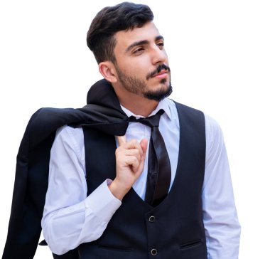 Takım elbiseli, yorgun ve gelecekte daha başarılı olmak isteyen bir adam.