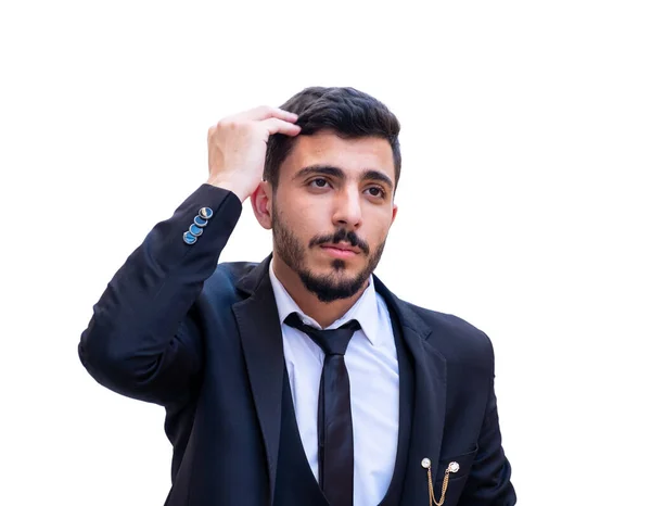 Uomo Vestito Stanco Impaziente Avere Più Successo Con Più Successi — Foto Stock