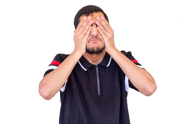 Ragazzo Arabo Che Copre Gli Occhi Con Mani — Foto Stock