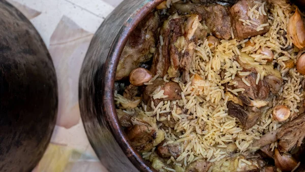 Serving Arabic Traditional Food Family Gathering Fot Iftar — Stock Photo, Image