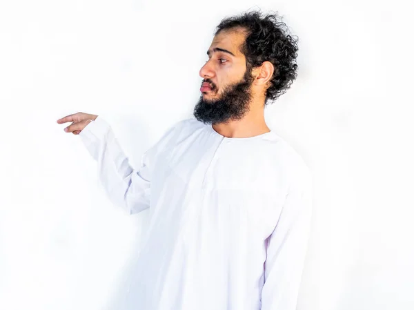 Arabe Musulman Homme Colère Sur Quelqu Pointant Vers Hiom Avec — Photo