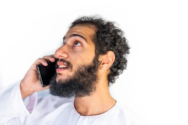 Musulmano Arabo Uomo Avendo Una Telefonata Importante — Foto Stock