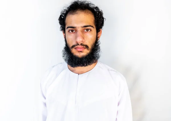 Homem Árabe Sua Longa Barba Cabelos Peludos — Fotografia de Stock