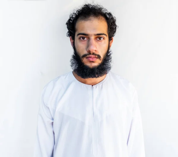 Homem Árabe Sua Longa Barba Cabelos Peludos — Fotografia de Stock