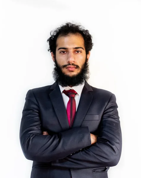 Muslim Man Wearing Tuxedo Crossing His Hands — Stock Photo, Image