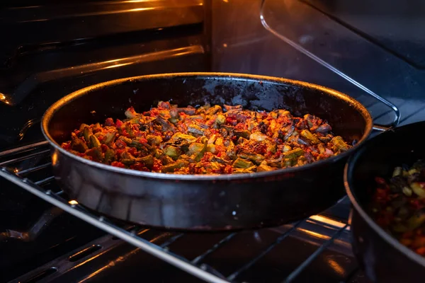 Okra Koken Arabisch Huis — Stockfoto