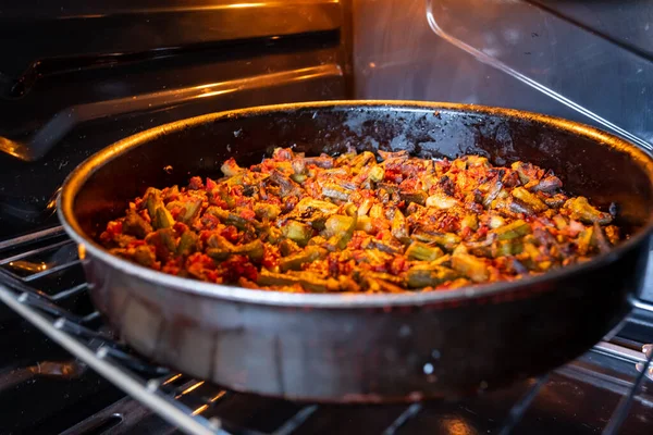 Okra Koken Arabisch Huis — Stockfoto