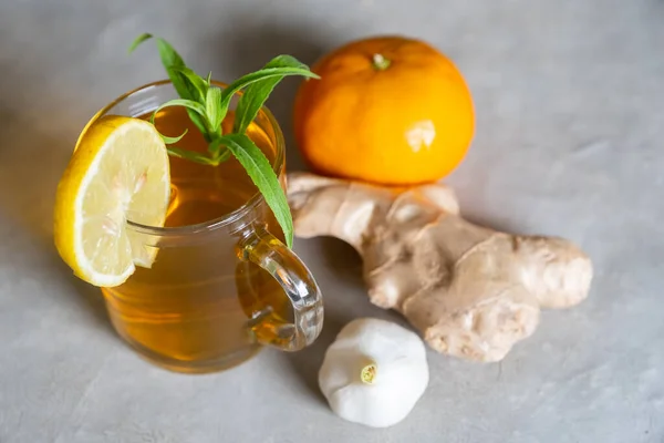 Blandningar Honung Ingefära Och Vitlök Som Användbara Kylan Och Uppfriskande — Stockfoto