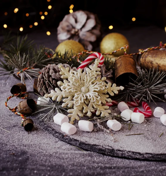 Christmas decoration with fir branches — Stock Photo, Image