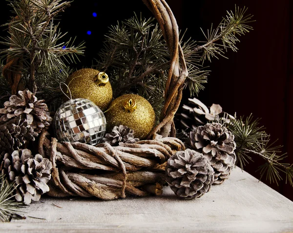 Christmas decoration with fir branches — Stock Photo, Image
