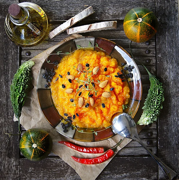 Puré de calabaza con carne seca —  Fotos de Stock