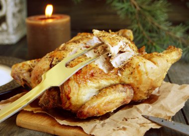 Noel için pişmiş tavuk