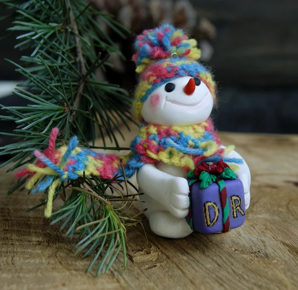 Boneco de neve árvore de Natal brinquedo — Fotografia de Stock