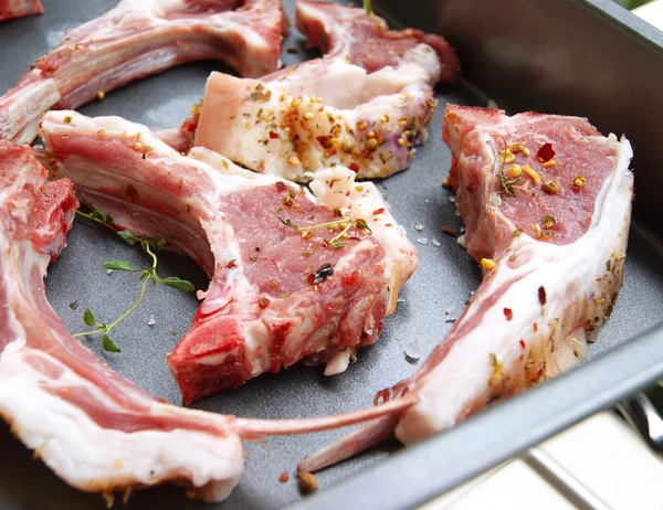 Raw lamb ribs to the Christmas and New Year's table — Stock Photo, Image