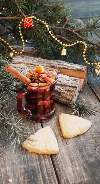 Cup of hot chocolate with marshmallows and a scarf — Stock Photo, Image