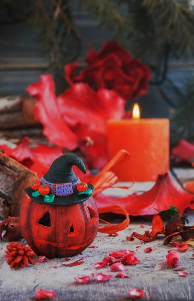 Kabak kuru bitki ve mumlar bir arka plan üzerinde