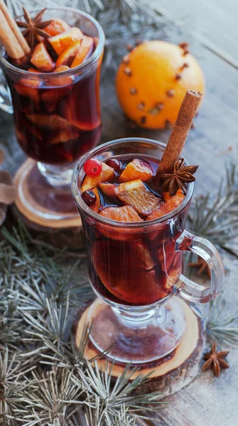 Cup of hot mulled wine for Christmas — Stock Photo, Image