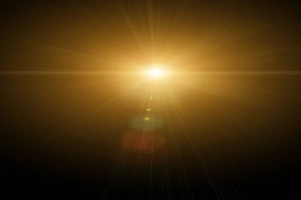 Beautiful Optical Lens Flare Effect Golden Sun Light — Stock Photo, Image