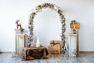 Noel süslemesi Noel ağacı çelengi oyuncakları, tatil iç dekorasyonu, açık renk beyaz