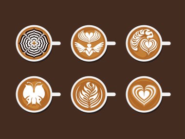 Latte sanat beyaz fincan seti