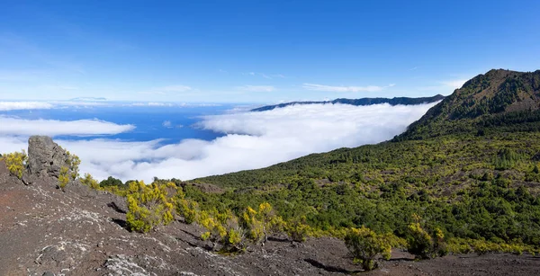 Hierro Ilhas Canárias Vista Vulcão Tanganasoga Para Mar Nuvens Sobre — Fotografia de Stock