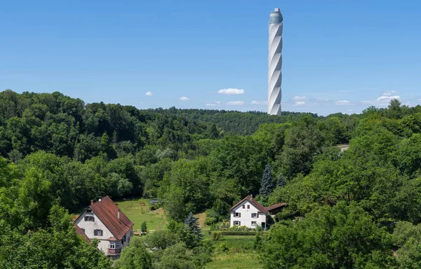 Rottweil Blick Über Das Neckartal Auf Den Testturm Vom Viadukt lizenzfreie Stockbilder