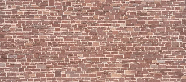 Wand Aus Vielen Kleinen Steinen Aus Rotem Sandstein Architektonisches Detail — Stockfoto