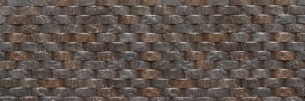 Projeto Parede Imitação Pedras Marmorizadas Escuras Semicirculares Revestimento Uma Fachada — Fotografia de Stock