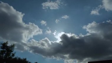 Bulutlu mavi gökyüzü ve güneş