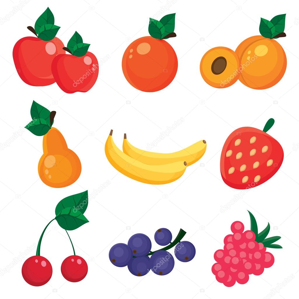 illustration of nine different fruits and berries on the 