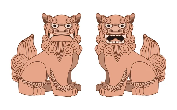 Illustrazione Shisa Gli Sciiti Sono Leoni Custodi Dell Okinawa — Foto Stock