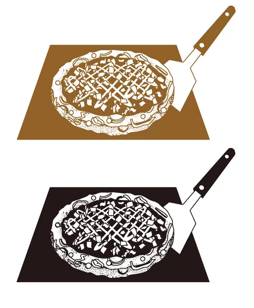日本风味煎饼 Okonomiyaki 的一个例证 — 图库照片