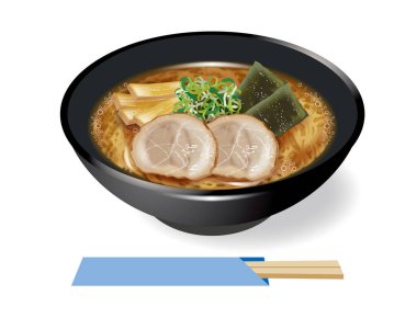 Soya soslu ramen. Çin eriştesi çorbası..