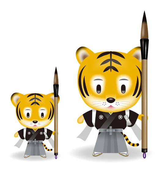 Ilustracja Zodiakalnej Lalki Tygrysa Projekt Który Zostanie Wydrukowany Karcie Noworocznej — Zdjęcie stockowe