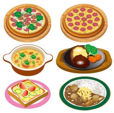 Yemek pişirmenin 3 boyutlu çizimi. Simge ayarlandı. 