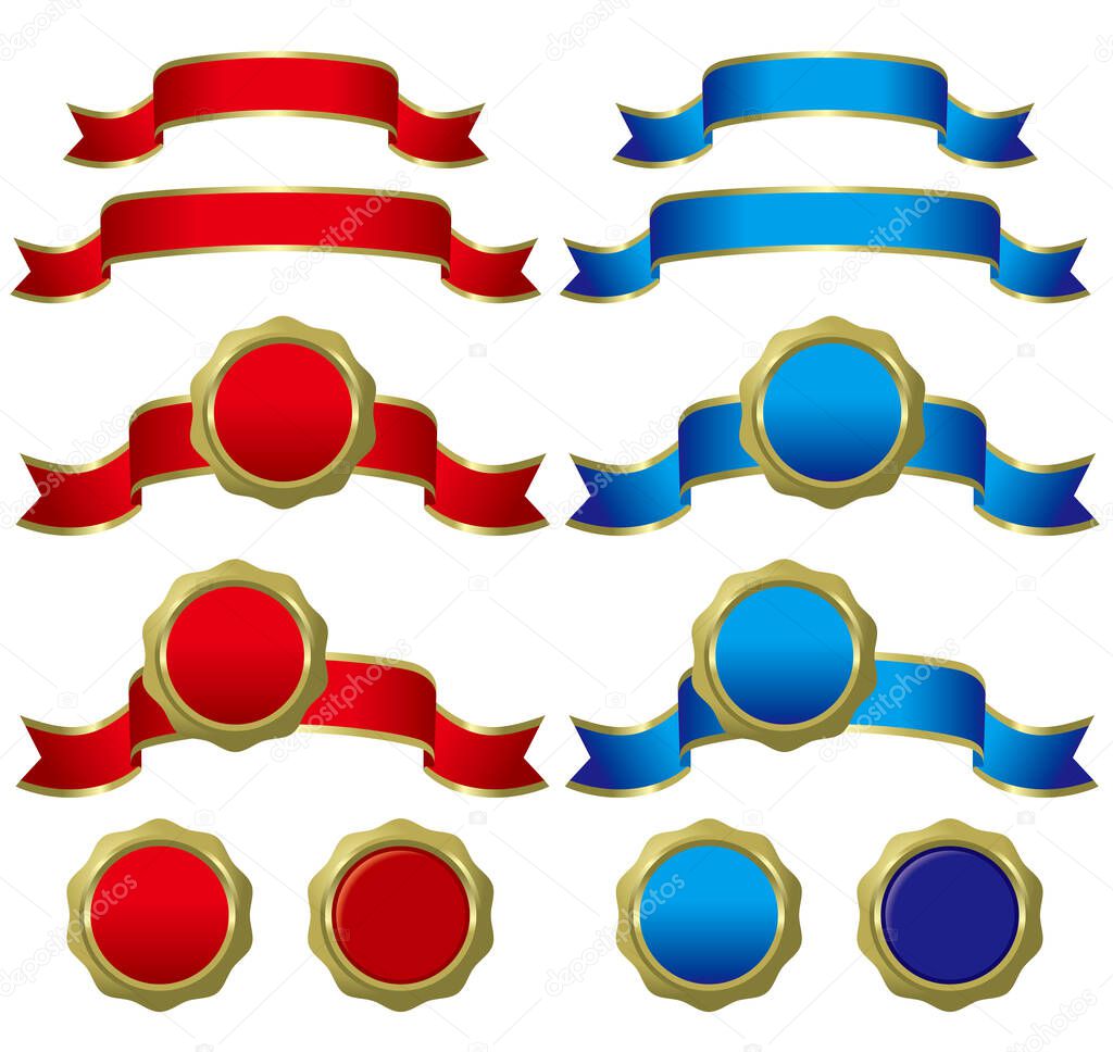 Badges and ribbons icon set.