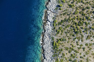 Hırvatistan 'ın Adriyatik Denizi' ndeki Lastovo Adası 'ndaki Rocky sahili