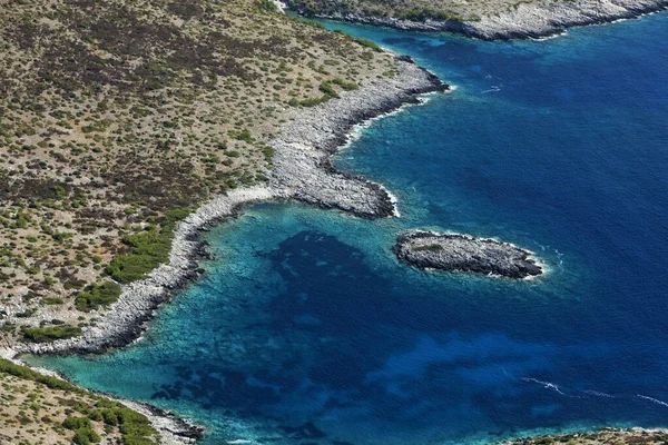 Skalnaté Pobřeží Ostrova Lastovo Jaderském Moři Chorvatsko — Stock fotografie