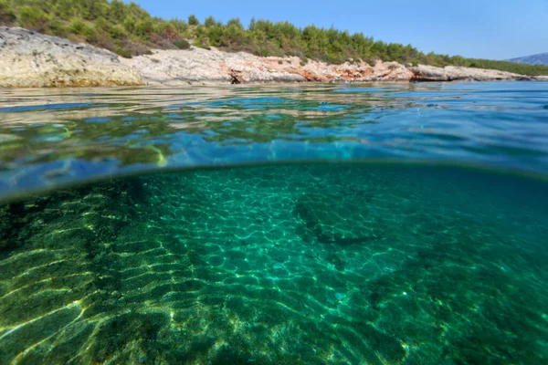 Vista Subaquática Costa Adriática Ilha Hvar Croácia — Fotografia de Stock